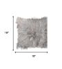 18" Gray Sheepskin Throw Pillow