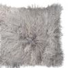 18" Gray Sheepskin Throw Pillow