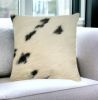 18" White And Black Cowhide Throw Pillow