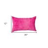 12" X 20" Fuschia Cowhide Throw Pillow