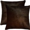 18" X 18" X 5" Chocolate Cowhide  Pillow 2 Pack