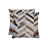 Set of Two Natural and Brown Chevron Cowhide Throw Pillows