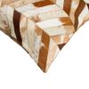 Set of Two Natural and Brown Chevron Cowhide Throw Pillows