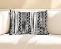 14" X 20" Black And White Fabric Lumbar Throw Pillow