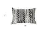 14" X 20" Black And White Fabric Lumbar Throw Pillow