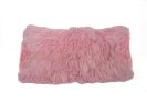 15" X 25" Pink Lambswool Down Lumbar Throw Pillow