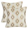 Set of Two 17" Brown And Ivory Fabric And Cotton Blend Throw Pillow Covers