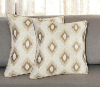 Set of Two 17" Brown And Ivory Fabric And Cotton Blend Throw Pillow Covers