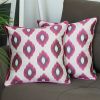 Set of Two Purple and Ivory Ikat Poly Cotton Blend Throw Pillow Cover