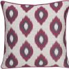 Set of Two Purple and Ivory Ikat Poly Cotton Blend Throw Pillow Cover