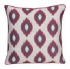 Set of Two Purple and Ivory Ikat Poly Cotton Blend Throw Pillow Cover