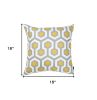 18 X 18 Yellow Gray And White Geometric Zippered Polyester Throw Pillow Cover
