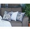 17" Beige And Blue Floral Fabric Throw Pillow Cover