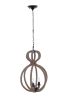 Natural and Black Iron and Rope Three Light Ceiling Light