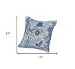 Set Of 4 17" Jacquard Leaf Throw Pillow Cover In Blue