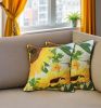 Set of Two 18" Green White And Yellow Sunflowers Fabric Throw Pillow Covers