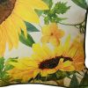 Set of Two 18" Green White And Yellow Sunflowers Fabric Throw Pillow Covers