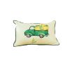 Set of Two 12" X 20" Green And White Pumpkin Truck Pumpkin Fabric Lumbar Throw Pillow Covers