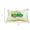 Set of Two 12" X 20" Green And White Pumpkin Truck Pumpkin Fabric Lumbar Throw Pillow Covers