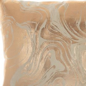 Pink Accent Throw Pillow With Rose Gold Swirl Design