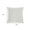 20" White Striped Cotton Blend Throw Pillow