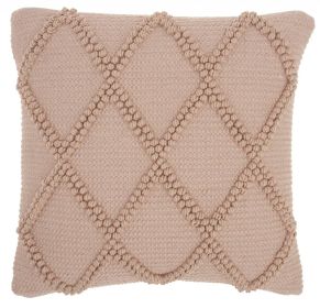 18" Blush Geometric Cotton Blend Throw Pillow