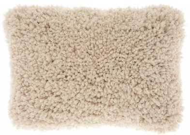 14" X 20" Beige Fabric Lumbar Throw Pillow