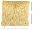 Square Yellow Shag Throw Pillow