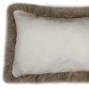 Set of Two 12" X 20" Taupe Sheepskin Lumbar Throw Pillows