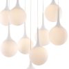 White Shaded Nine Light Metal Dimmable Ceiling Light