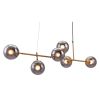 Gold Kitchen Island Six Light Metal Dimmable Ceiling Light With Clear Shades