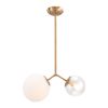 Gold Shaded Two Light Metal Dimmable Ceiling Light With White Shades