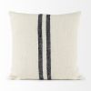Beige And Central Blue Stripes Square Accent Pillow Cover
