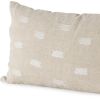 Canvas Beige And White Lumbar Accent Pillow Cover