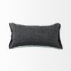 Dark Gray Fringed Lumbar Throw Pillow Cover