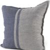 20" Blue And Gray Striped Linen Throw Pillow Cover