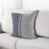 20" Blue And Gray Striped Linen Throw Pillow Cover