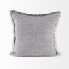 Fringed Blue And Beige Square Accent Pillow Cover