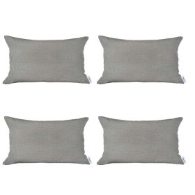 Set Of 4 Cream Jacquard Lumbar Pillow Covers