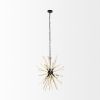 Wood And Metal Starburst Six Bulb Hanging Light
