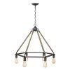 Brown and Black Six Light Metal Dimmable Chandelier
