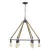 Brown and Black Six Light Metal Dimmable Chandelier