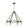 Brown and Black Six Light Metal Dimmable Chandelier