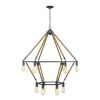 Brown and Black Twelve Light Metal Dimmable Chandelier