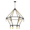 Brown and Black Twelve Light Metal Dimmable Chandelier