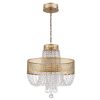 Gold Four Light Metal and Crystals Dimmable Chandelier With Shades