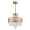 Gold Four Light Metal and Crystals Dimmable Chandelier With Shades
