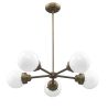 Bronze Five Light Metal Dimmable Chandelier With White Shades