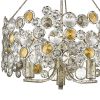 Silver Three Light Metal and Crystals Dimmable Chandelier With Silver Shades