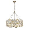 Silver Shaded Four Light Metal and Crystals Dimmable Chandelier With Silver Shades